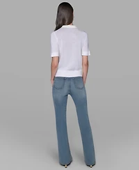 Karl Lagerfeld Paris Women's Short-Sleeve Button-Front Sweater