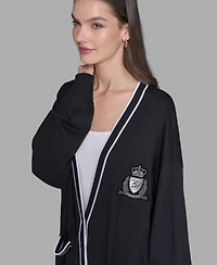 Karl Lagerfeld Paris Women's Patch Button Front Cardigan Sweater