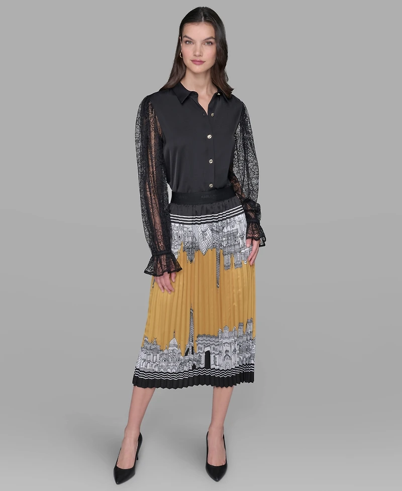 Karl Lagerfeld Paris Women's Lace-Sleeve Top