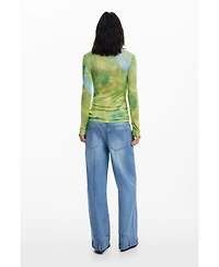 Desigual Women's Watercolor draped fine sweater