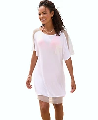 Lascana Women's Mesh Insert Cover up Beach Dress