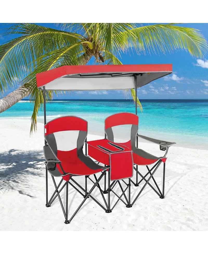 Akiudex portable folding camping canopy chairs with cup holder