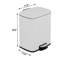 Mega Casa 5.3 Gal./20 Liter Rectangular Stainless-Steel-Made Matt White step-on Trash Can for kitchen