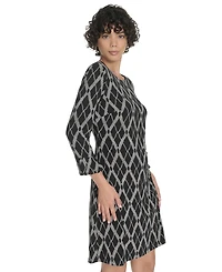 Tommy Hilfiger Women's Pleat Cuff Lacross Argyl Dress