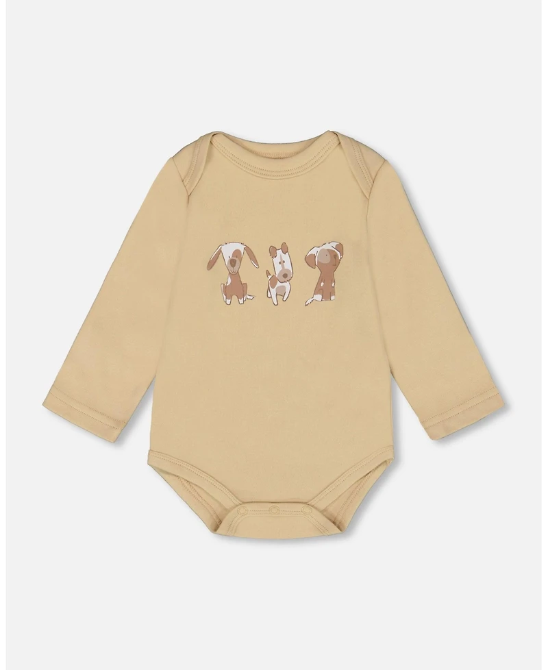 Deux par Baby Boy Cotton Onesie Light Caramel