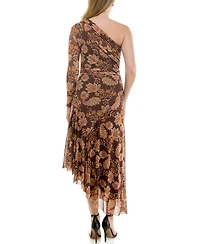 Taylor Women's One-Shoulder Asymmetric Mesh Dress