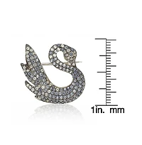 Suzy Levian Sterling Silver Sapphire Swan Brooch