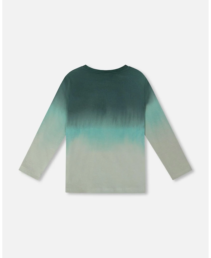Deux par Toddler Boys Long Sleeve Cotton Gradient Jersey Tee Bottle Green - Toddler|Child