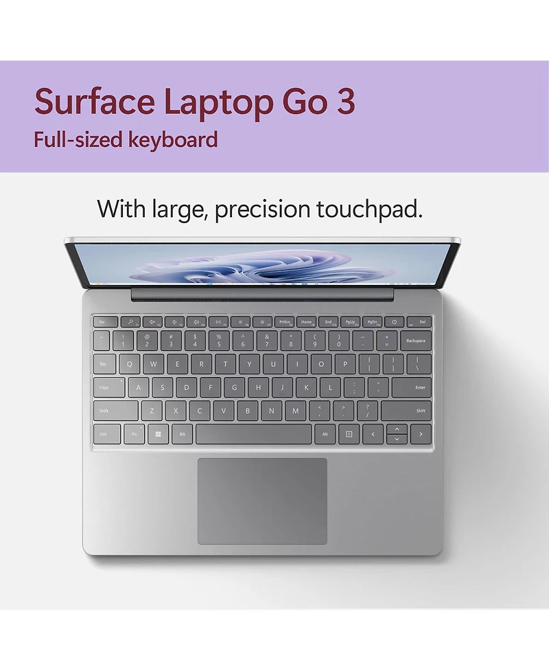 Microsoft Surface Laptop Go 3 12.4" Touchscreen, Intel Core i5-1235U 1.3GHz, 16GB Ram, 256GB Ssd, Windows 11 Pro, Platinum