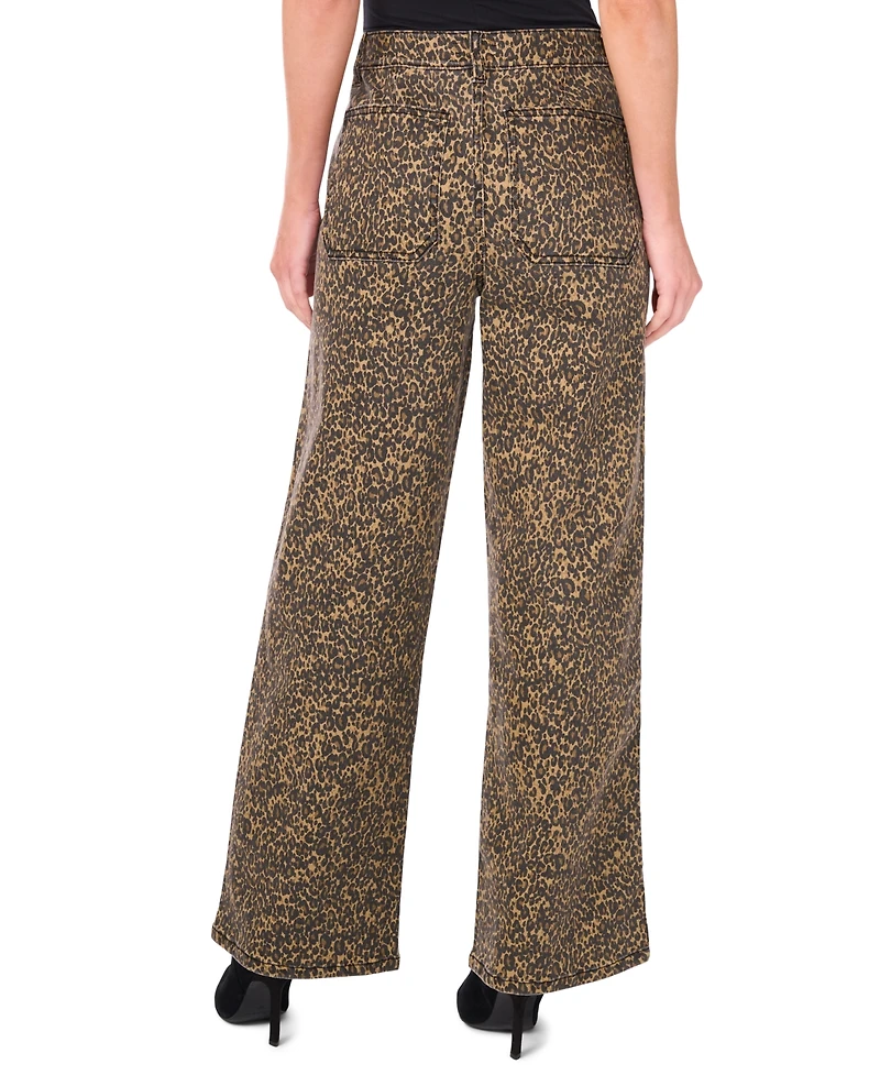 Vince Camuto Women's Wide Leg Printed Denim Pants