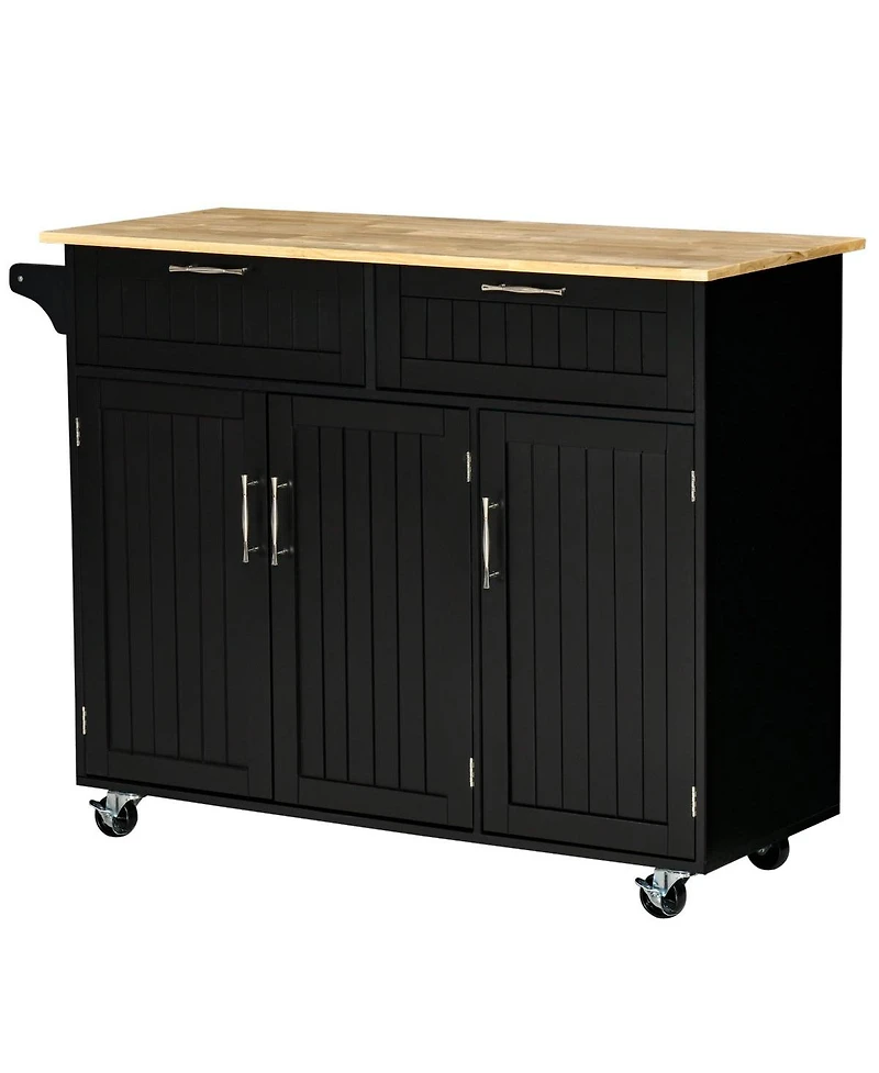 Halifax North America Black Mobile Kitchen: Island with Drawers and Cabinet Storage