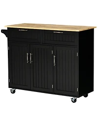 Halifax North America Black Mobile Kitchen: Island with Drawers and Cabinet Storage
