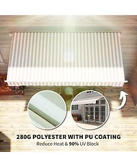 Outsunny 12' x 10' Outdoor Patio Manual Retractable Exterior Window Awning