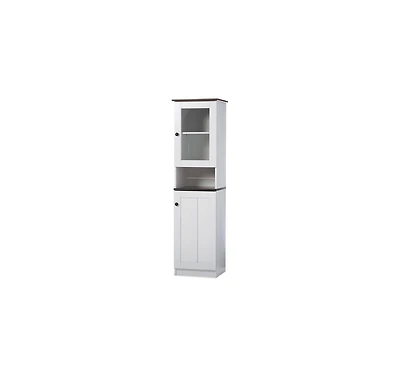 Baxton Studio Lauren Modern and Contemporary Two-tone White and Dark Brown Buffet and Hutch Kitchen Cabinet