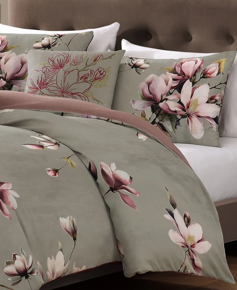 Bebejan Purple Lilies Bedding 5 Piece King Size Reversible Comforter Set