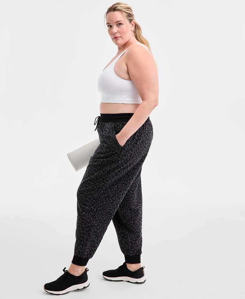 Id Ideology Plus Relaxed Animal-Print Fleece Joggers, Macy's Exclusive