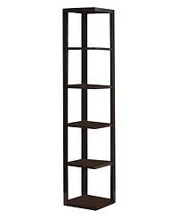 Kings Brand Furniture Hollis 5-Shelf Wood Bookcase Wood Wall Corner 5-Tier Bookshelf Case, Espresso Finish