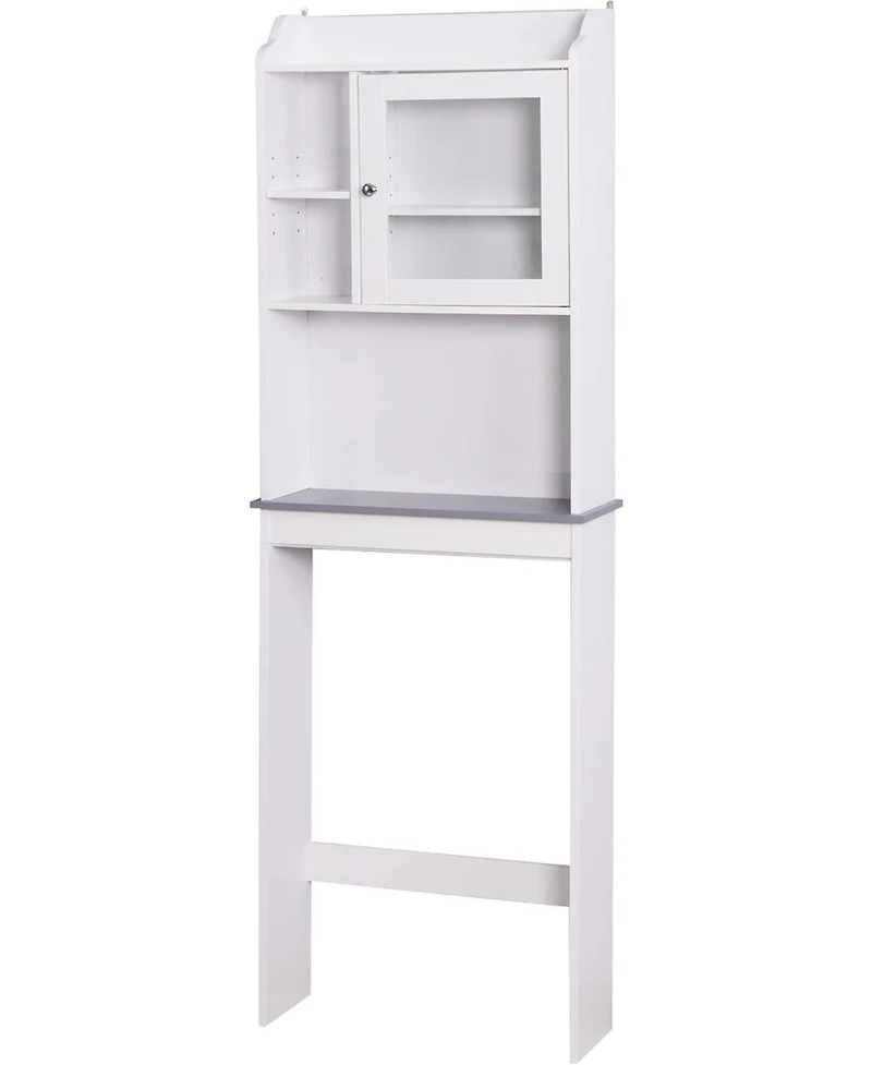 Vanirror White Over Bathroom Storage Shelf, Space-Saving Bathroom Organizer with Adjustable Open Shelves