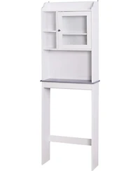 Vanirror White Over Bathroom Storage Shelf, Space-Saving Bathroom Organizer with Adjustable Open Shelves