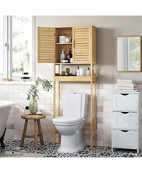 Vanirror Over The Restroom Storage Cabinet with Adjustable Shelf - Space-Saving Bathroom Organizer in Natural Beige