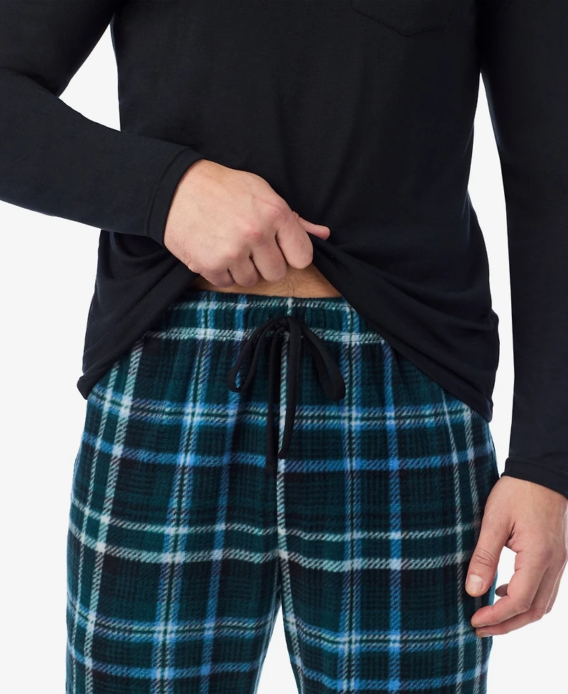Cuddl Duds Men's Cabin Fleece Long Sleeve Pajama Set