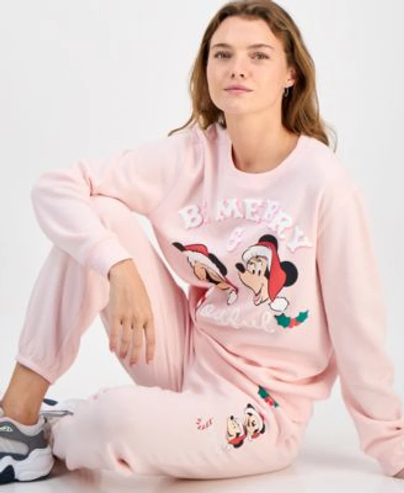 Hybrid Apparel Juniors Mickey Mouse Holiday Sweatshirt Jogger Pants