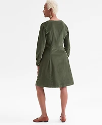 Style & Co Women's Corduroy Button-Front V-Neck Dress, Macy's Exclusive