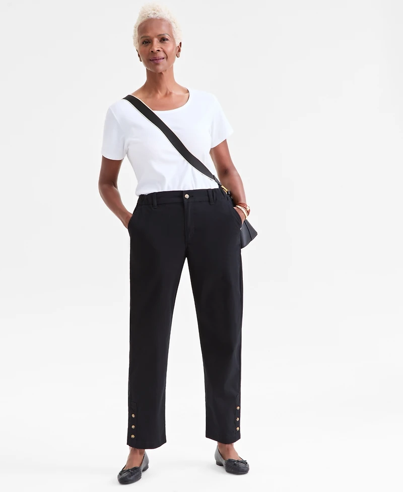 Style & Co Women's High-Rise Button-Hem Straight-Leg Pants, Macy's Exclusive