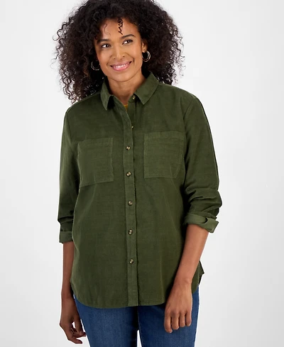 Style & Co Women's Cotton Corduroy Overshirt, Created for Macy's