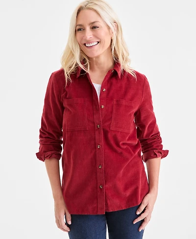 Style & Co Petite Cotton Corduroy Shirt, Macy's Exclusive