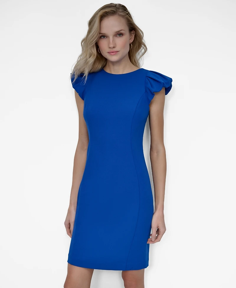 Dkny Women's Bubble Sleeve Sheath Scuba Crepe Dress