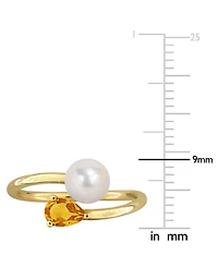 Cultured Freshwater Pearl & Citrine Ring (3/8 ct. t.w.) 18k Gold-Plated Sterling Silver