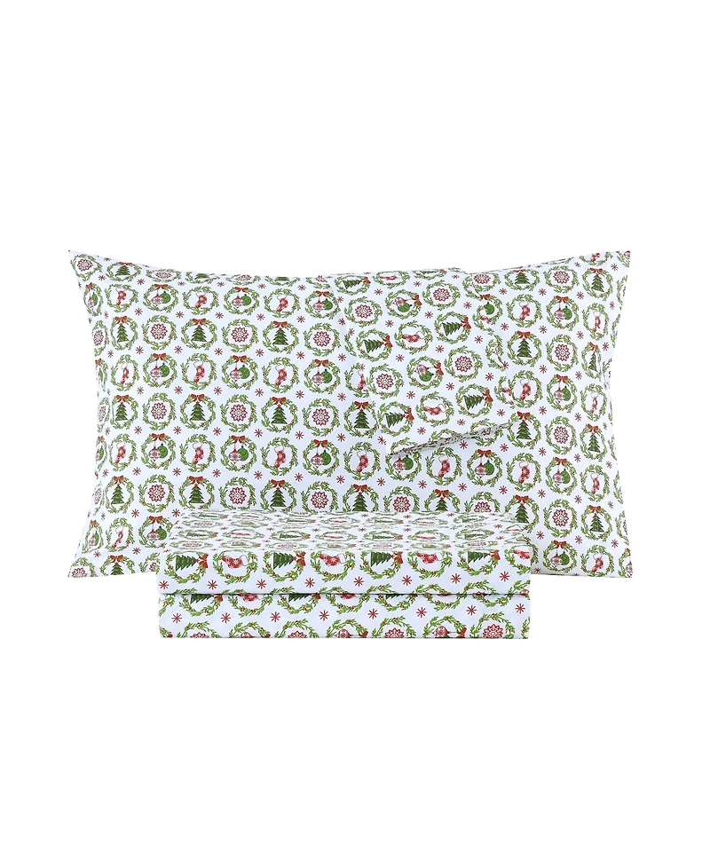 Sanders Holiday Printed Microfiber 3-Pc. Sheet Set, Twin