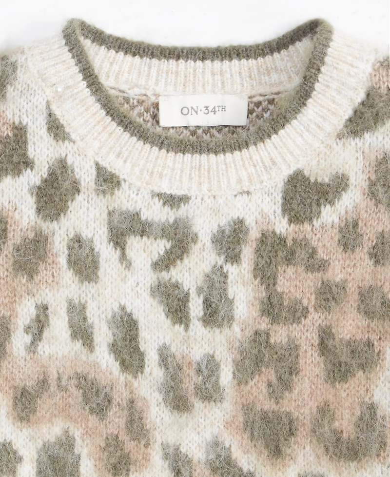 On 34th Women's Brushed Animal Print Short-Sleeve Sweater, Macy's Exclusive