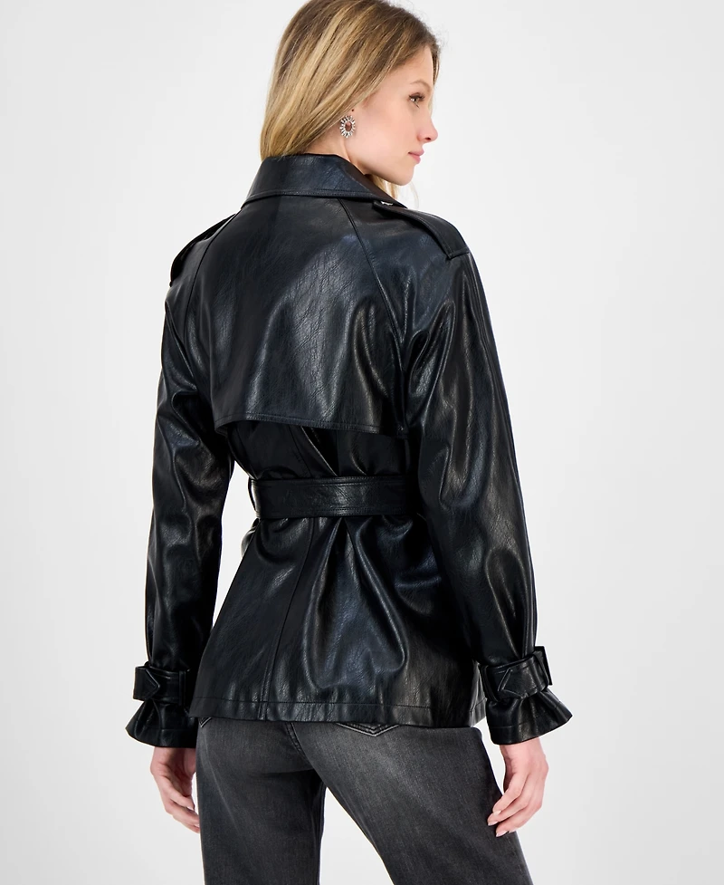 Guess Women's Marika Faux Leather Trench Coat