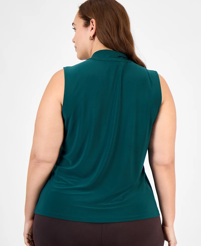 Kasper Plus Twist-Neck Sleeveless Top