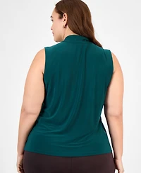 Kasper Plus Twist-Neck Sleeveless Top