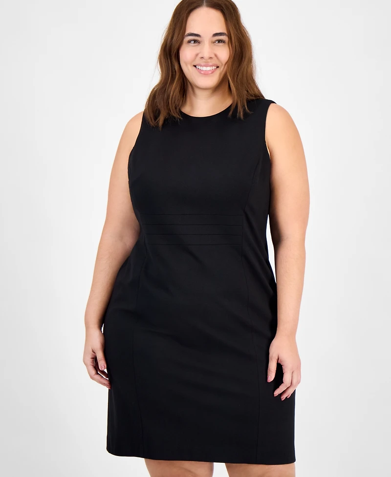 Kasper Plus Crewneck Sleeveless Sheath Dress