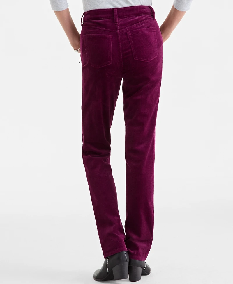 Style & Co Women's High-Rise Straight-Leg Corduroy Pants, Created for Macy's