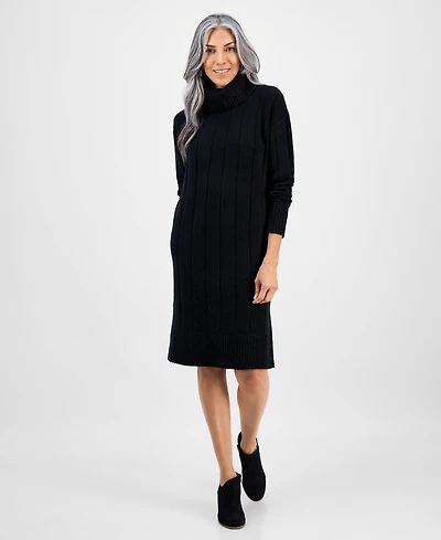 Style & Co Women's Ribbed Turtleneck Sweater Dress, Macy's Exclusive