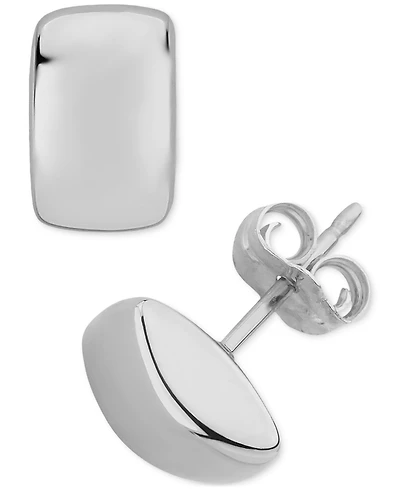 Modern Rectangle Stud Earrings Set 14k Yellow Gold