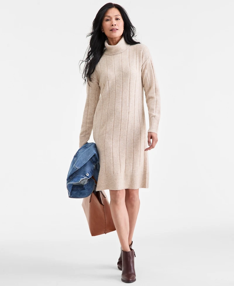 Style & Co Women's Ribbed Turtleneck Sweater Dress, Macy's Exclusive