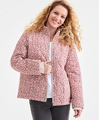 Style & Co Petite Cotton Floral Vines Puffer Jacket, Macy's Exclusive