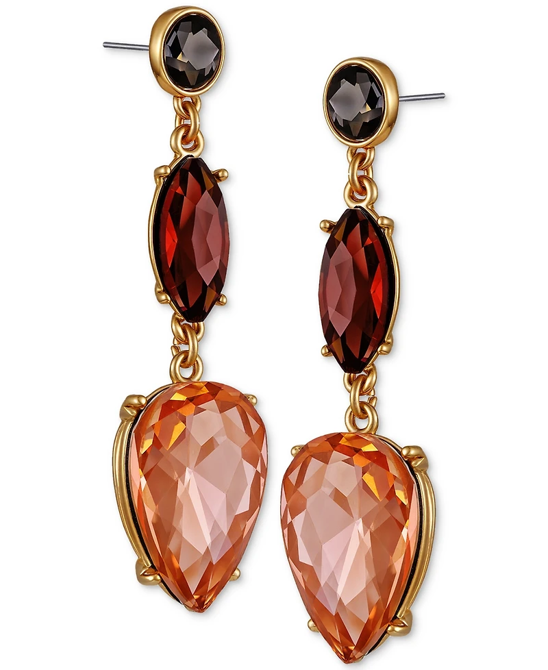 Guess Gold-Tone Ombre Crystal Dangle Earrings