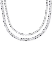 Guess Silver-Tone Double Crystal Necklace