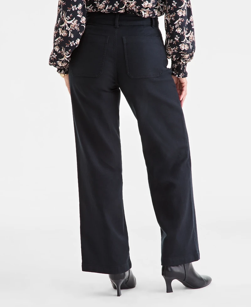 Style & Co Women's Mid-Rise Twill Wide-Leg Pants, Macy's Exclusive