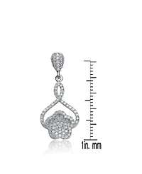 Sterling Silver White Gold Plated Cubic Zirconia Petal Drop Earrings