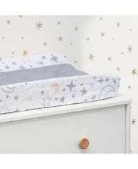 Lambs & Ivy Baby Goodnight Moon White/Gray Changing Pad Cover - Moons/Stars