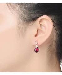 Sterling Silver 18K Rose Gold Plated with Colored Cubic Zirconia Drop Earring