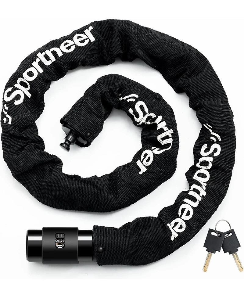 Sportneer Bike Lock: 8mm Thick High Security Anti Theft Bike Chain Lock with 2 Keys